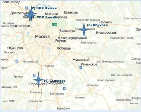 Карта расположения складов
